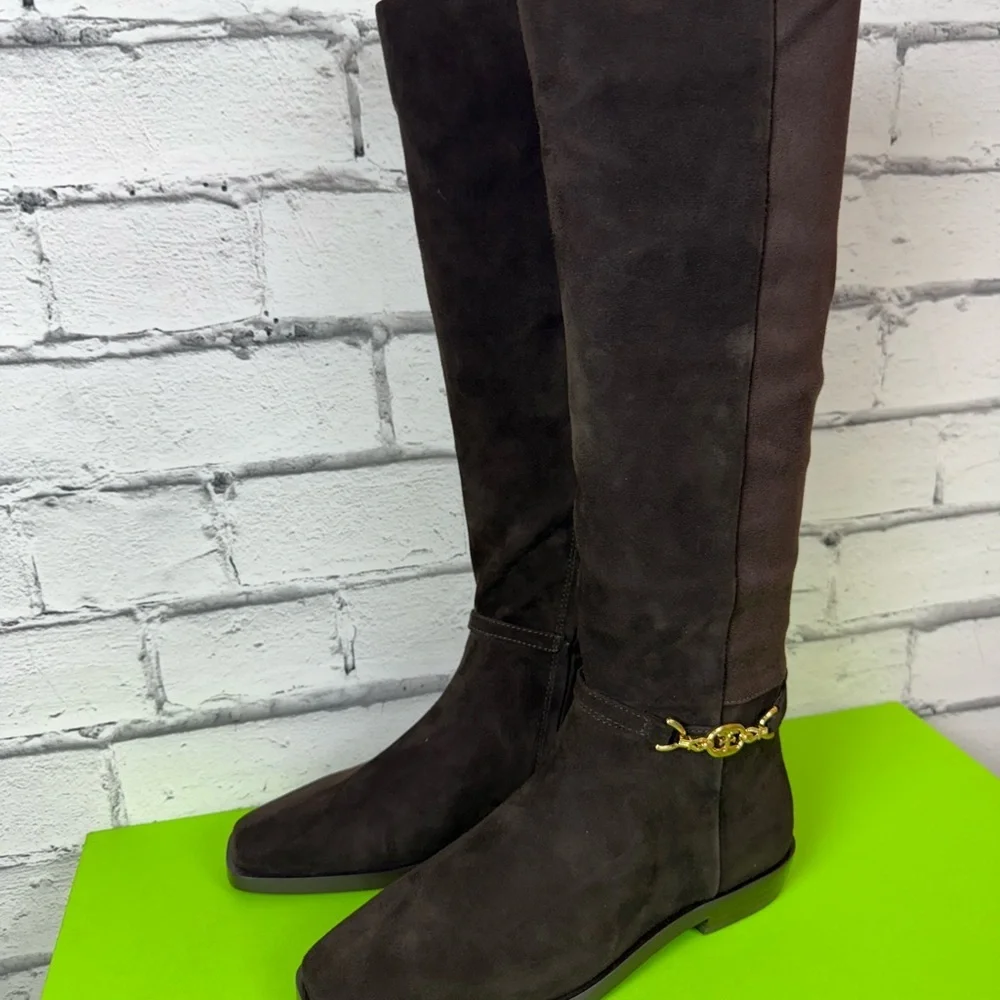 Sam Edelman Clive Chocolate Brown Suede Knee High Zipper Boots Size 5 NEW Riding